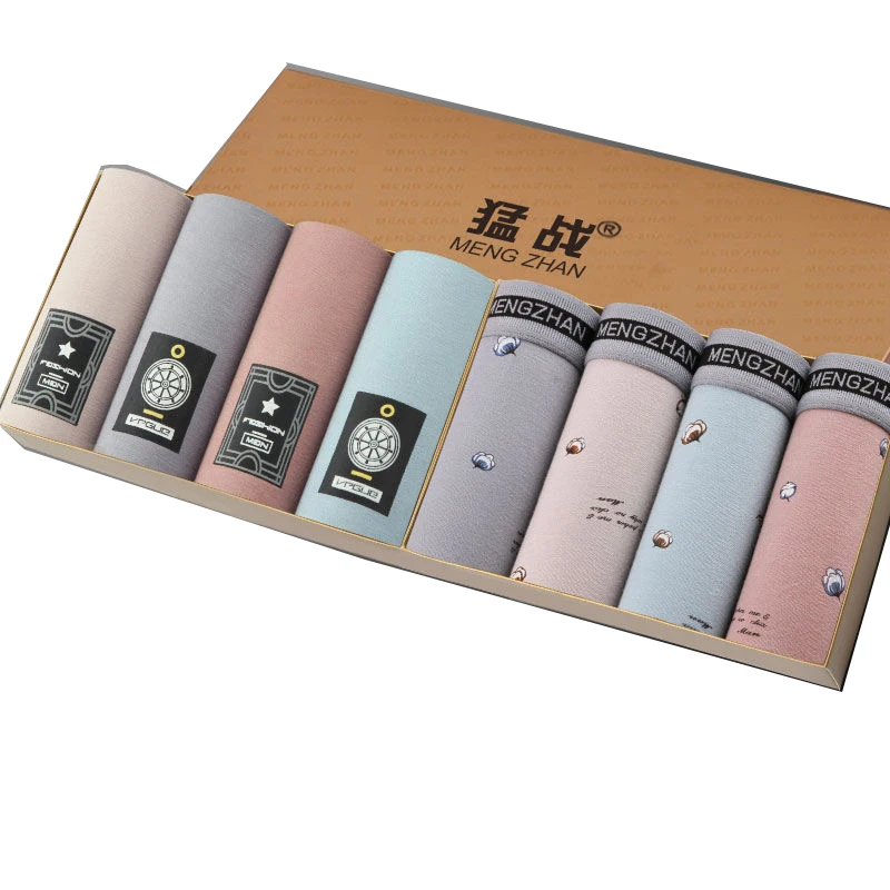 2020 8pcs Men's Panties  Men's Cotton Underwear Boxers Breathable Sexy Male Boxer Solid Underwear Comfortable Male Underpants