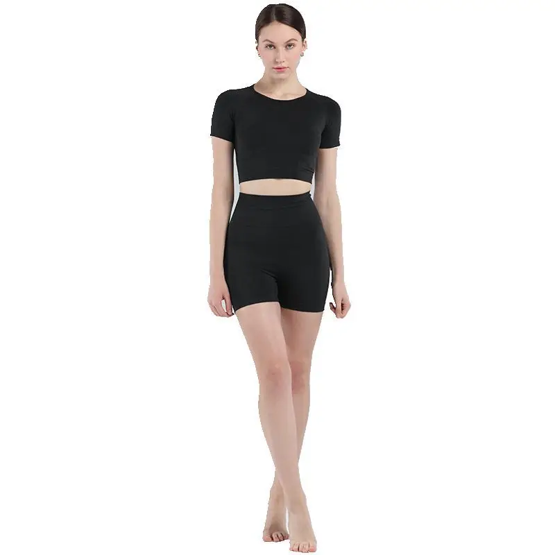 

Running Short-Sleeved Kit Seamless Yoga Europe Fitness Tight Yoga Shorts