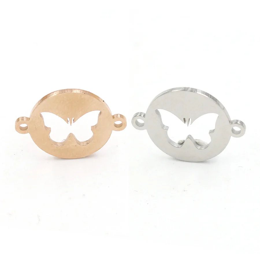 

Mirror Polished Stainless Steel Hollow Butterfly Double Pendant For Bracelet Necklace Jewelry Accessories