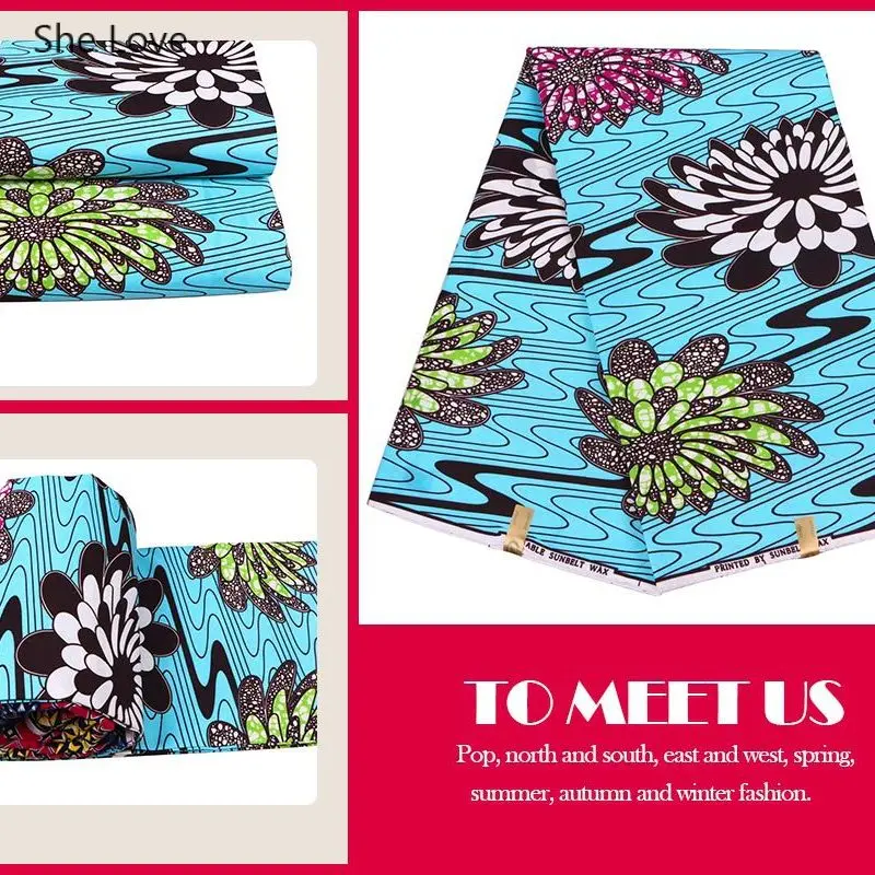 Chzimade 1 ярд полиэстер настоящая восковая ткань с принтом Африканский цветок из