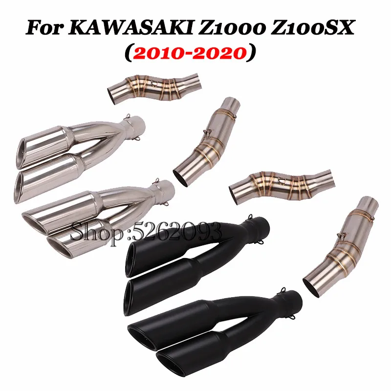 

Slip On For Kawasaki Z1000 ABS Z1000SX 2010-2020 Motorcycle Dual Exhaust Escape Moto Modified Stainless Muffler Middle Link Pipe