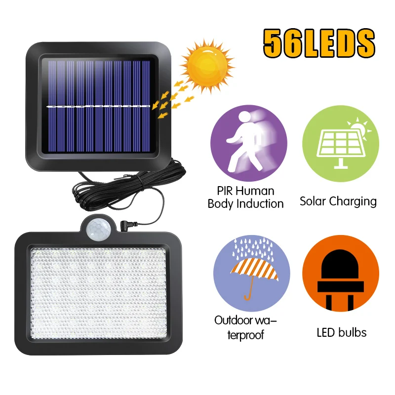 Светодиодный светильник на солнечной батарее уличный водонепроницаемый