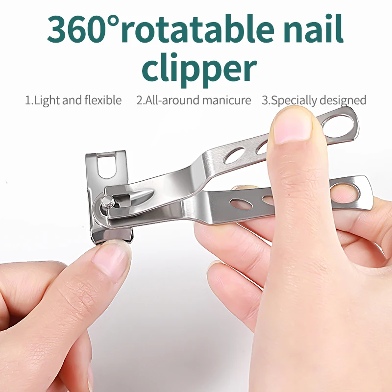 

PinPai 360° rotatable Stainless Steel Nail Clipper Cutter Toenail Fingernail Nipper Manicure Trimmer Clippers for Thick Nail Tip