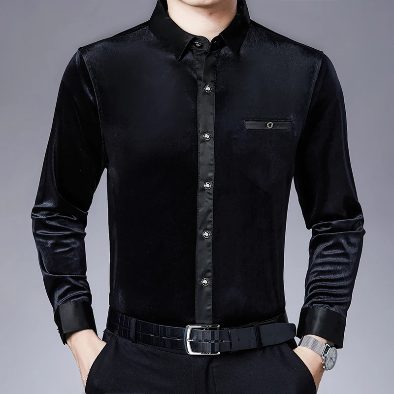 Мужская Вельветовая рубашка Повседневная с длинным рукавом и цветочным принтом