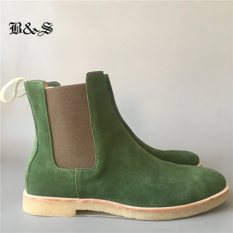 Замшевые мужские ботинки челси Black & Street зимние уличные из натуральной кожи в