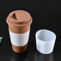 silicone cup sleeve heat insulation eco friendly wheat fiber bottle sleeves travel non slip glass bottle cover coffee cups wraps