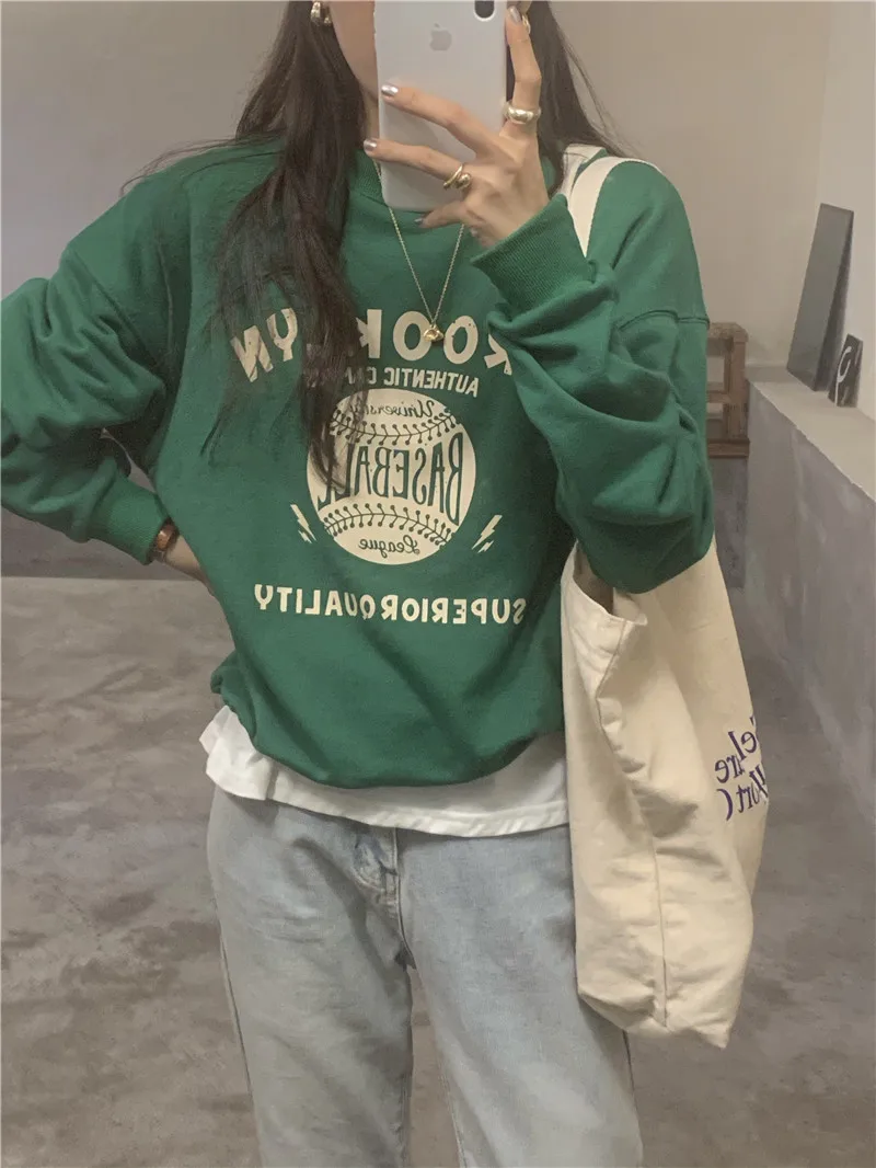 

3048 2021 new chic Korean style loose and thin printed letter Sweatshirts