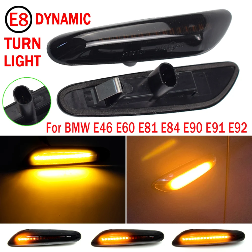 

2pcs Dynamic Amber LED Car Side Marker Turn Signal Sequential Blinker Light For BMW 5 Series E60 Sedan 2004-2010