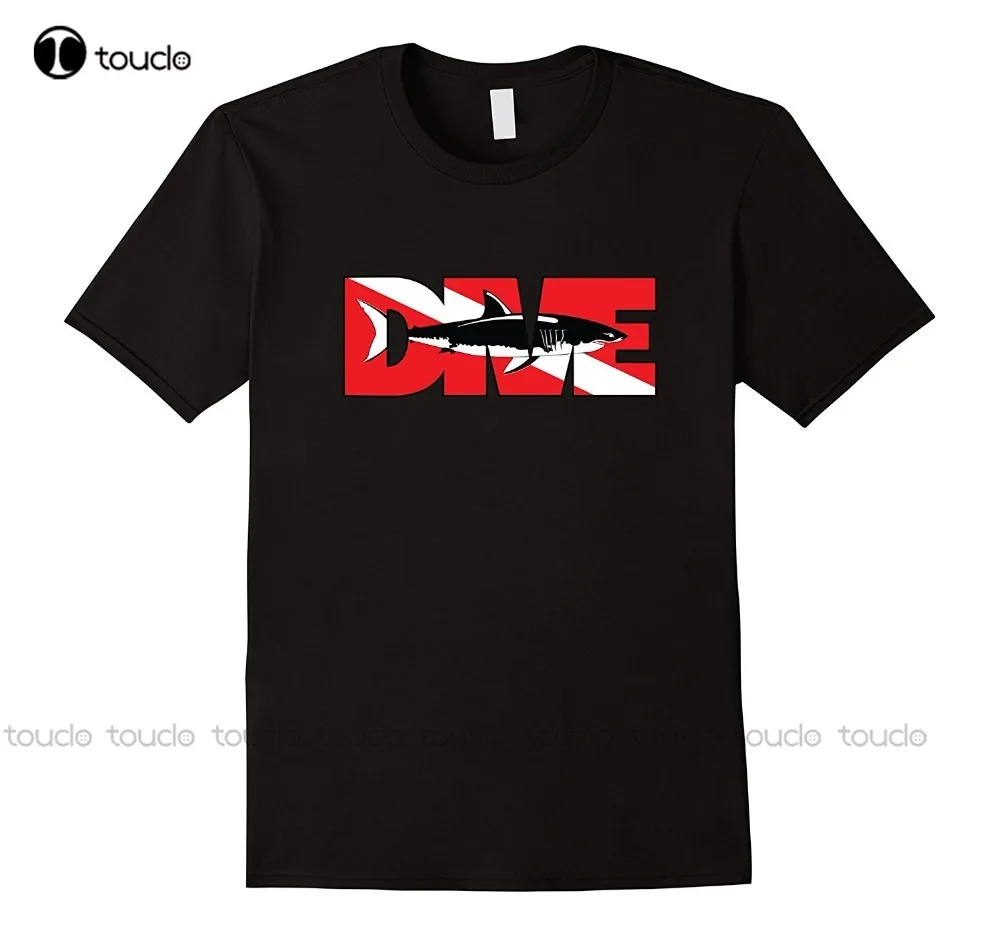 

Летние топы, крутая забавная сертифицированная футболка для подводного плавания с рыбками и большой белой акулой, летняя футболка на заказ,...