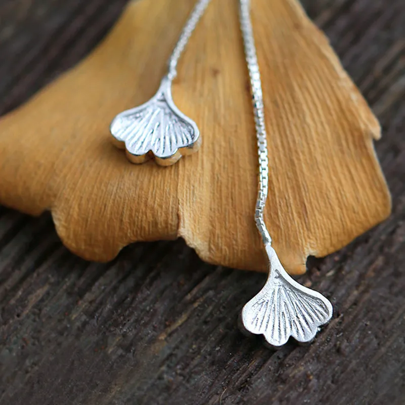 Гинко лист длинные кисти линия Jhumka проходческие серебряного цвета медные серьги для женщин модные трендовые корейские украшения подарок.