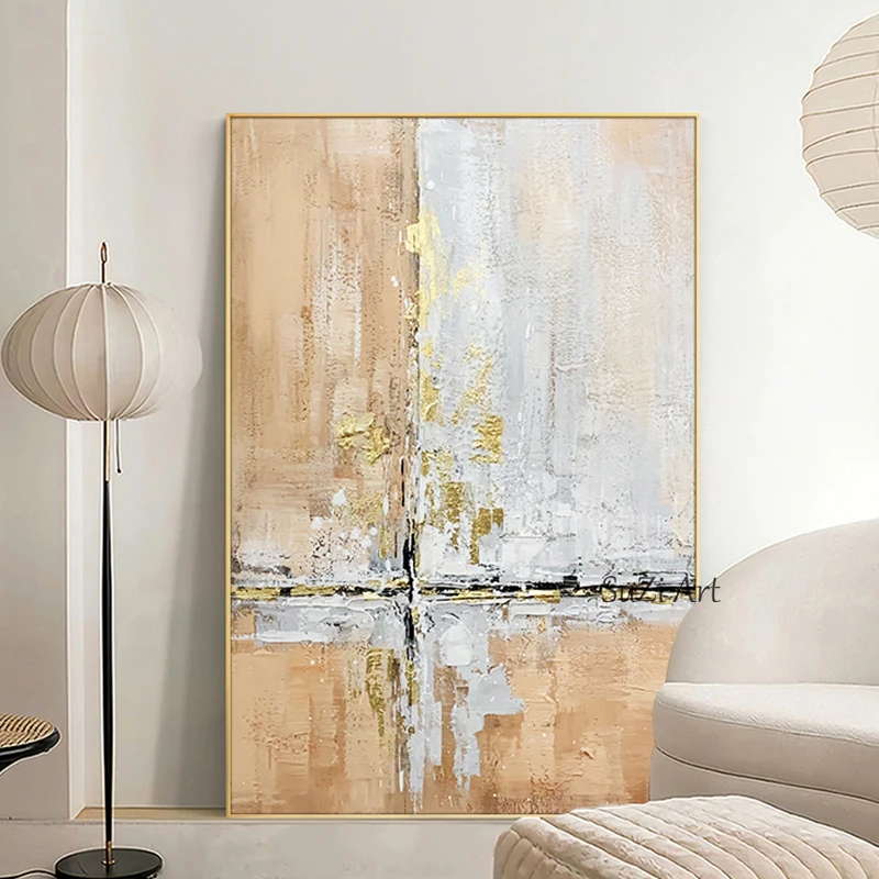 

100% ручная роспись, современная абстрактная картина маслом, Золотая текстура на холсте, абстрактная Настенная картина, Настенный декор для гостиной, спальни