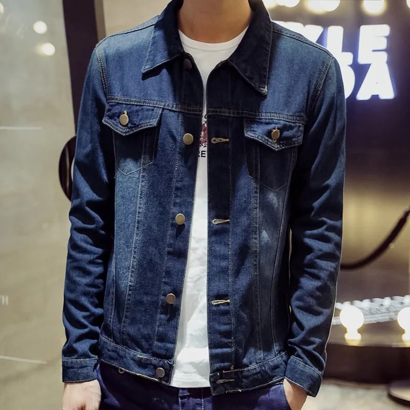

Fashion 2021 Fashion Denim Men's Korean casual men's denim jacket jacket Slim long-sleeved jacket men's clothes trendy all-match