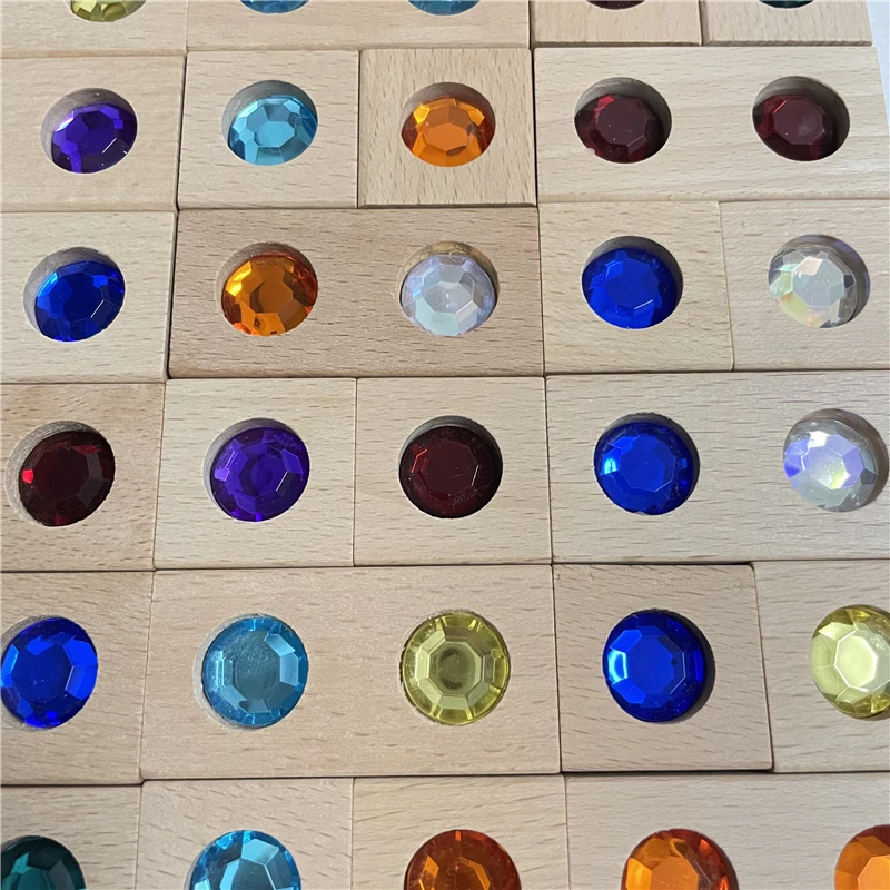 128 шт деревянные драгоценный камень радужных блоков для штабелирования игрушки