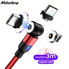 Вращающийся на 540 градусов Магнитный кабель зарядный шнур для телефона Micro USB Тип C кабель Мобильный телефон провод шнур для iPhone Xiaomi плетеный провод