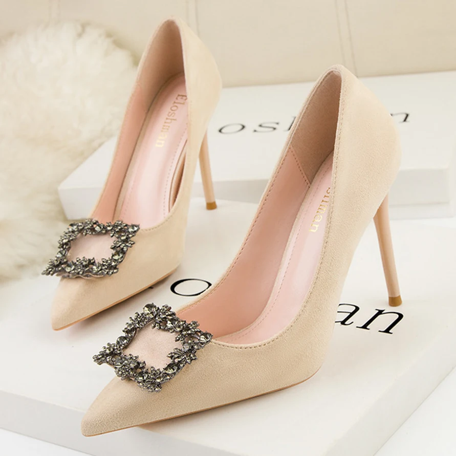 

Женские туфли-лодочки с острым носком, черные туфли на высоком каблуке, с кристаллами, удобные туфли на тонком каблуке, для вечерние и свадьб...