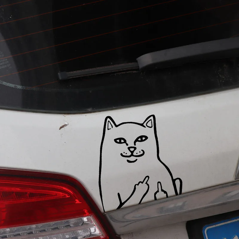 

Car Sticker Rude Funny Cat Waterproof PVC Decal Car Sticker Window Decoration Black/Silver Covering Scratch 15.9cm* 14.2cm