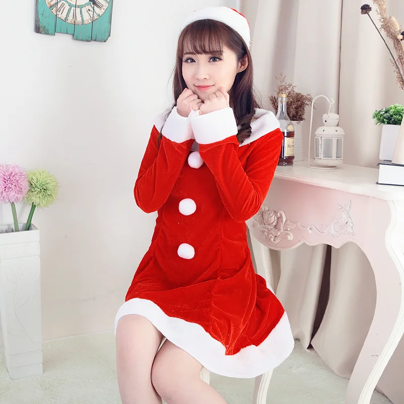 Рождественский наряд 2019 красное бархатное платье Санта Клауса Женский костюм