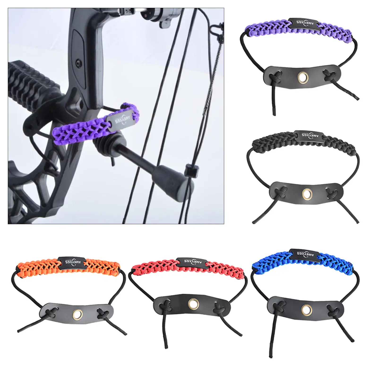 

Archery Bow Wrist Sling Strap Braided Compound Bow Adjust Paracord Holder