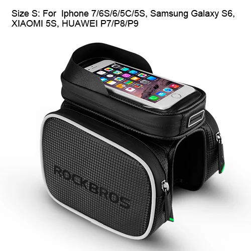 5.8 Size Bike Bag ROCKBROS велосипедная сумка, светоотражающая велосипедная Передняя сумка, водонепроницаемая велосипедная трубчатая сумка, большая емкость, MTB Каркасные сумки для iPhone для Xiaomi - Цвет: 5.8 Size Bike Bag
