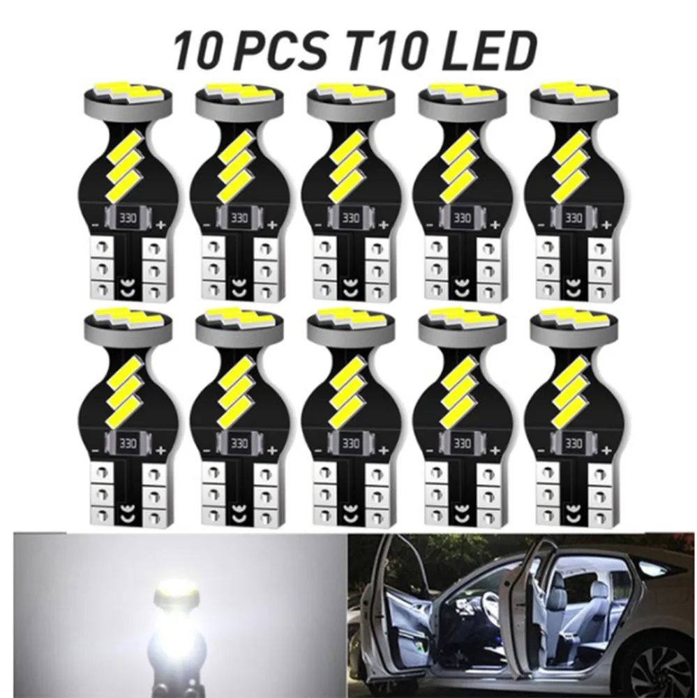 

10PCS Car Product 12V T10 6000k White 450lm Led License Plate Light 4014 9 Modified Roof Light Outline Light Ba9s For Car Lights