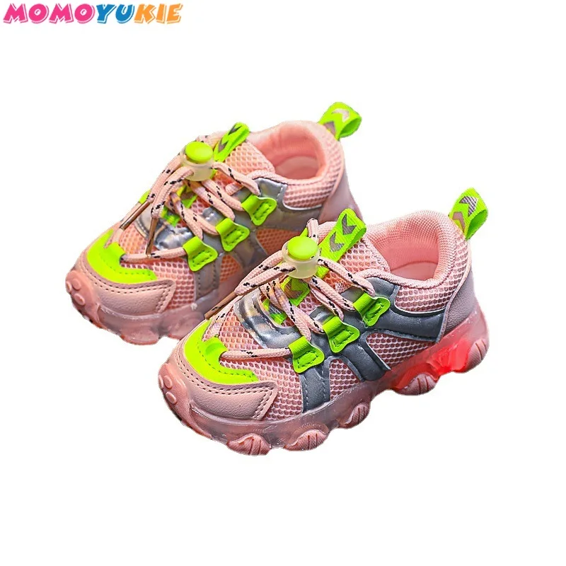 Zapatos brillantes de talla 21-30 para beb&eacute;s, zapatillas transpirables Led para ni&ntilde;os, zapatillas brillantes con suela luminosa-4