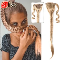 silike fishbone braid ponytail 24synthetic ponytail hairpiece with hairpins 120g wavy pony tail hair extensions