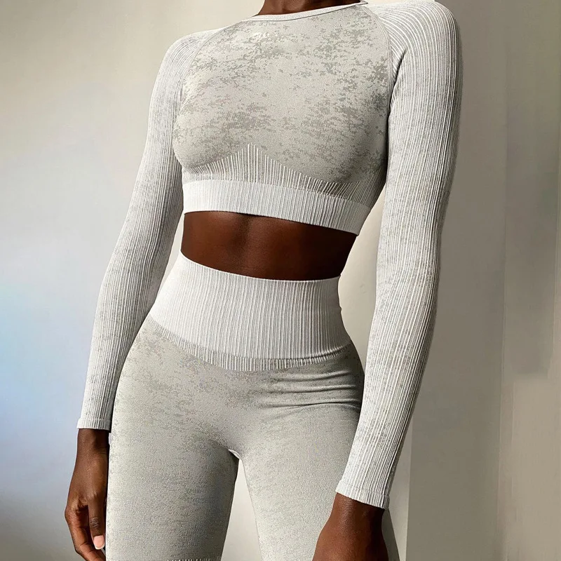 

2021 Hot style Seamless Yoga Fitness Sports suit Elastic Moisture Wicking