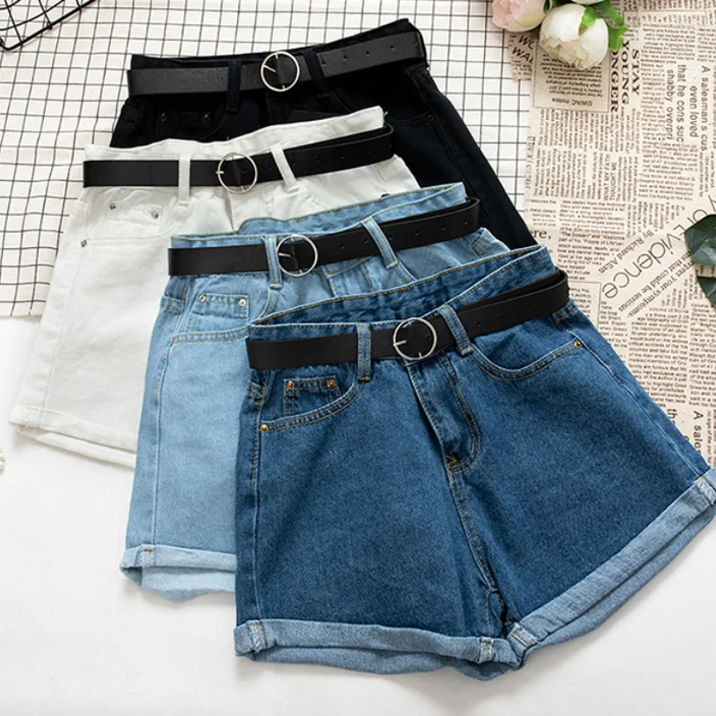 

Full Belt Casual Women's Denim Shorts Curly High Waist Slim Summer Fashionable Sexy Women's Denim Shorts