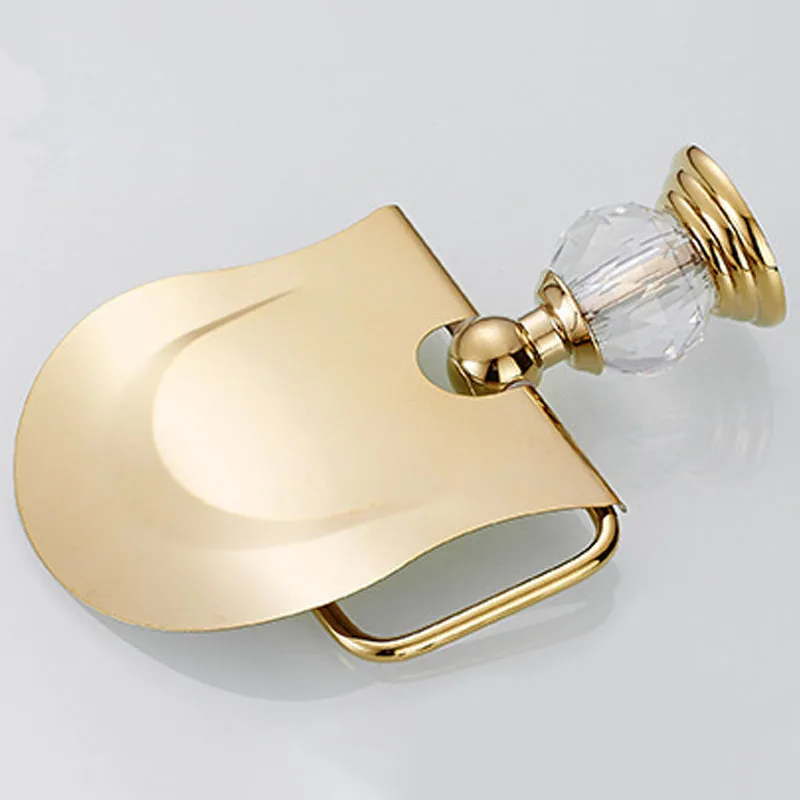 Роскошные циркониевые золотые Твердые Латунные держатели для туалетной бумаги