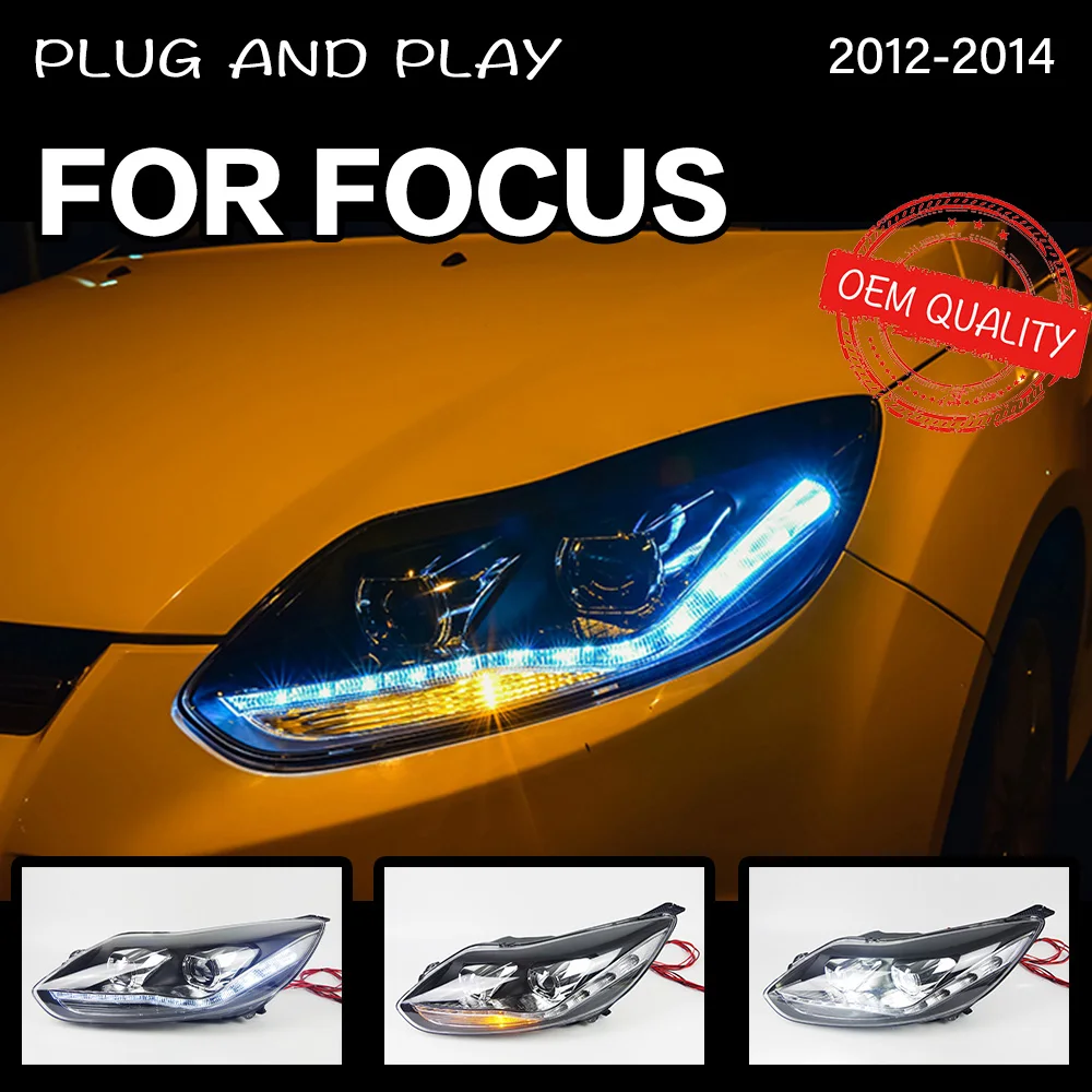 Автомобильный Стайлинг для Ford Focus фары 2012 2014 светодиодный задний фонарь DRL
