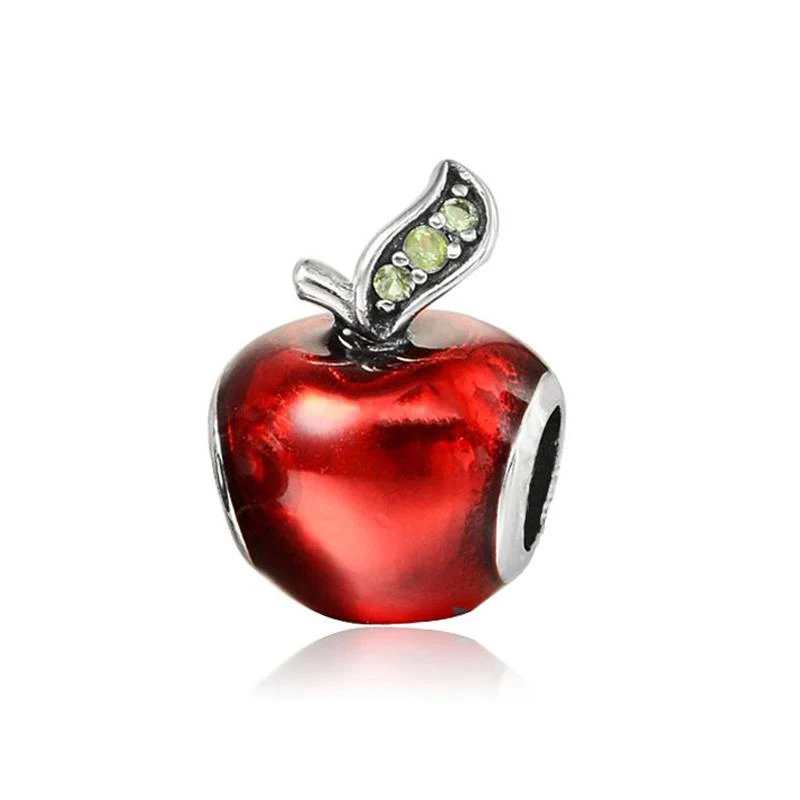 Подвеска в виде Белоснежки яблока Красная эмаль светильник-зеленые