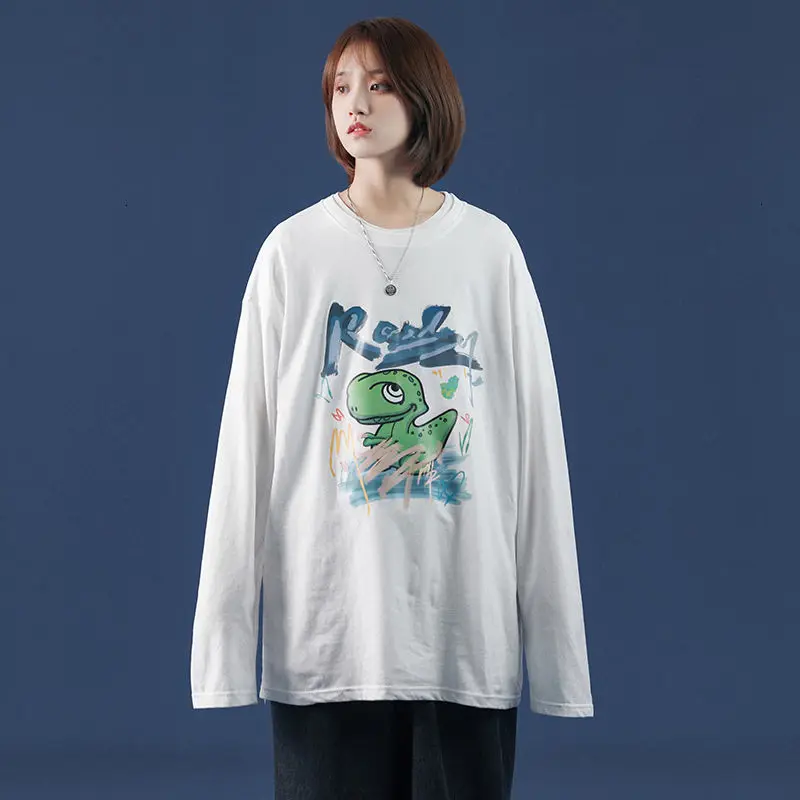 

Neploha Girls Korean Style Long Sleeve Printed T-shirt Woman Casual Oversize Fashion T-shirt 2021 Woman Clothing