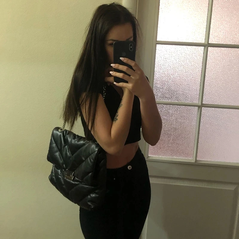 

EASYANT 2021 Fashion Bag Female New Style Hit Color Crossbody Bag Female Bag Pu Chain Shoulder Bag