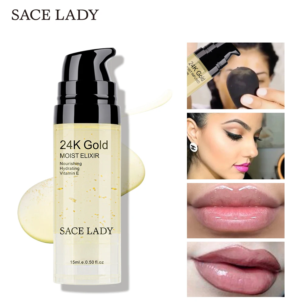 SACE LADY 24K Gold Elixir масло для лица макияж праймер 15 мл Профессиональный увлажняющий