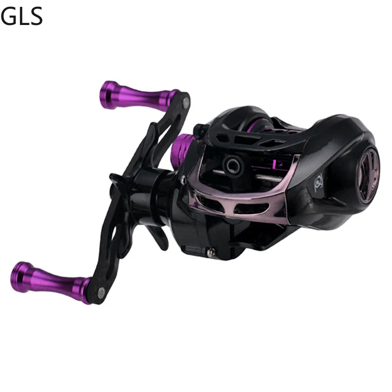 GLS Fishing Reel Hollow Spool Purple Baitcasting Reel Gear Ratio 6.5:1High Speed Ultra-Light 138g 6+1BB Saltwater Fishing Wheel
