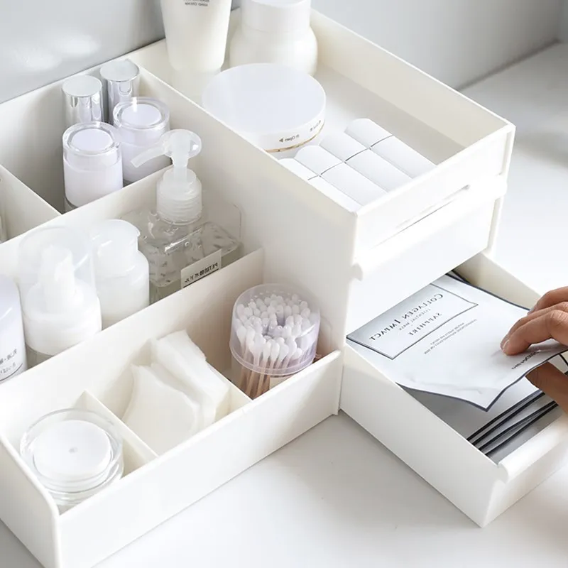 Настольный ящик коробка для хранения косметики туалетный столик макияжа