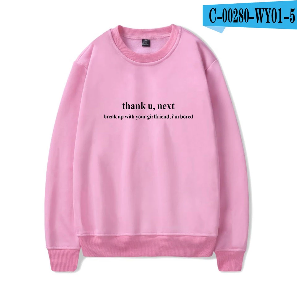 pink Ariana Grande Thank U Next Толстовка с принтом, пуловер в стиле хип-хоп, Мужская/женская одежда большого размера - Цвет: pink