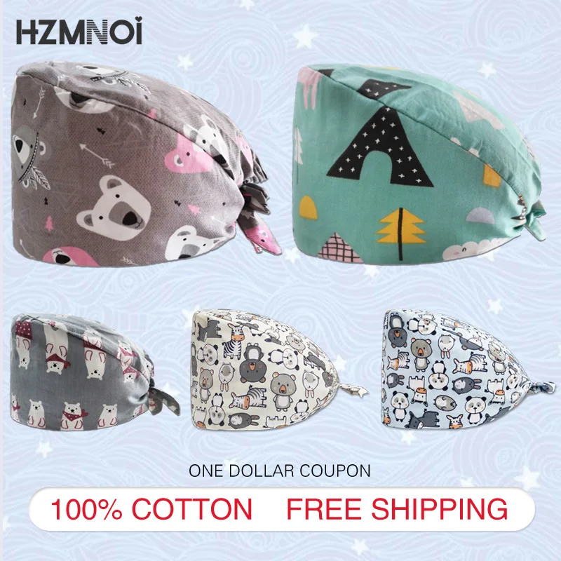 

Fashion Trendy Cotton Scrub Hat Moisture Absorption and Breathable Pet Grooming Work Laboratory Scrub Hat Unisex Adjustable