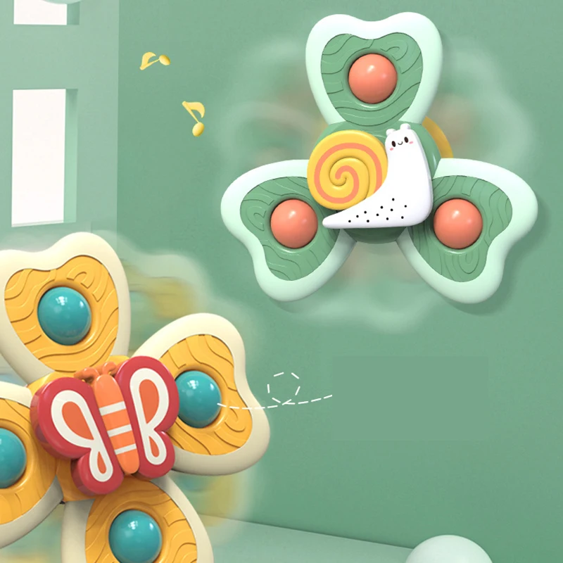 

Kinder Baby Teether Toy Insect Sucker Top Toy Spinner Toddler Rattle Infant For Shower Bathroom Touch Sensory Cartoon Shaped