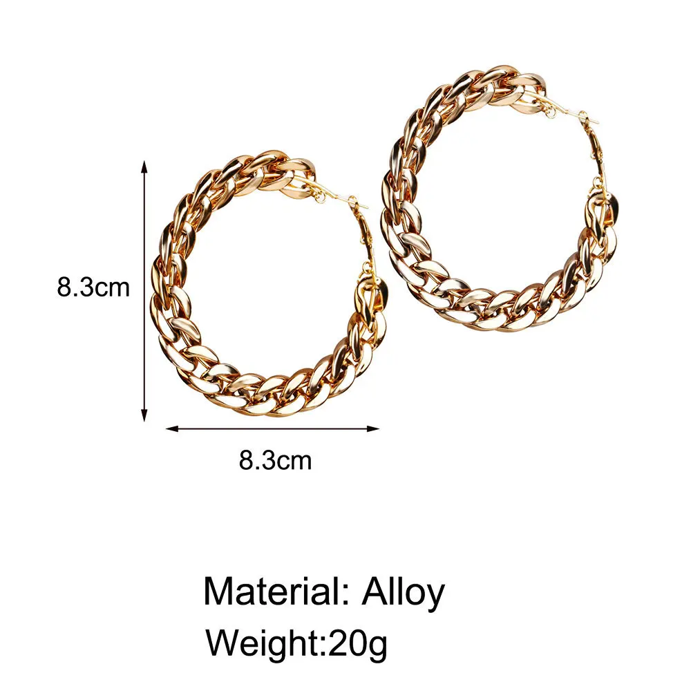 

IF ME Big Thick Chain Oversize Circle Hoop Earrings for Women Geometric Metal Round Earring Brincos Party Fashion Punk Jewelry