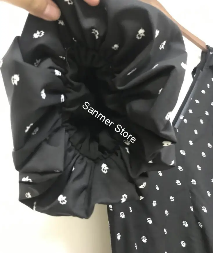 

Women Dot Print Black Long Dress Short Seeve Backless V Neck 2020 New Summer Female Maxi Party Robes