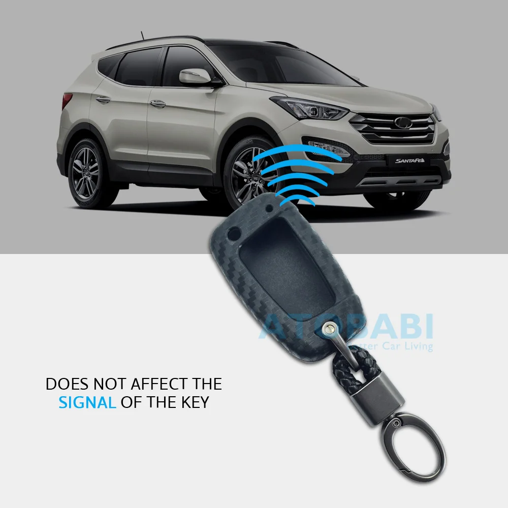 Углерода силиконовый чехол для ключей от машины Hyundai акцент Kona 2018 2019 Santa Fe I30 IX35