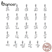 BAMOER 26 букв Алфавит кулон 925 пробы Серебряный рукописный язык подвески Шарм для браслетов и ожерелья SCC1183