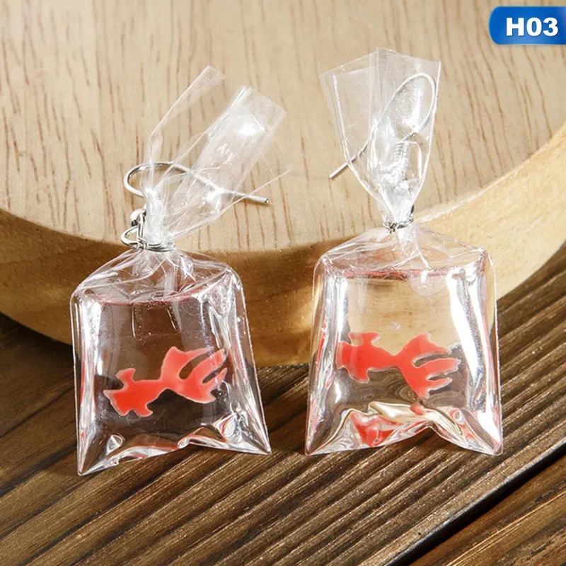 Креативная забавная Hand-made Koi серьги-рыбки смолы прозрачные водонепроницаемые