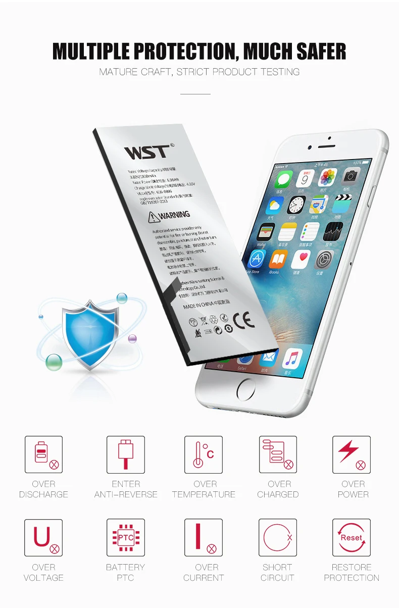 WST,, 0 циклов, батарея для iPhone 6, реальная емкость, 1810 мА/ч, для iPhone 6, батареи с бесплатным набором инструментов и розничной упаковкой