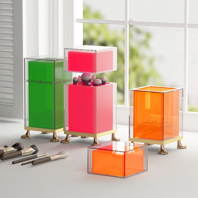 

Держатель для кистей для макияжа прозрачный акриловый контейнер для кистей для макияжа пылезащитный инструмент для макияжа ящик для хране...
