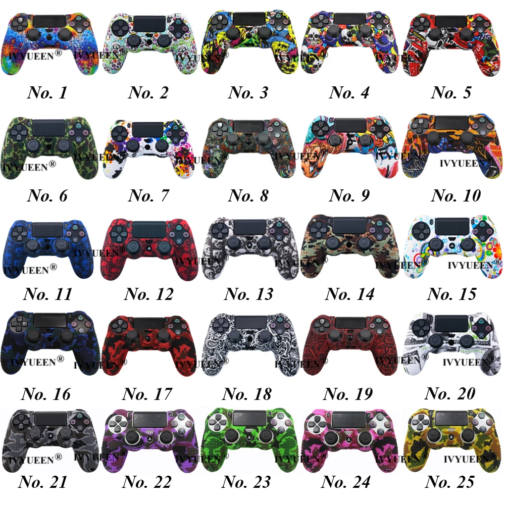 IVYUEEN 25 Colors For PlayStation 4 PS4 Pro Slim Controller Silicone Protective Skin Case Cover Thumb Grip Caps for Dualshock 4