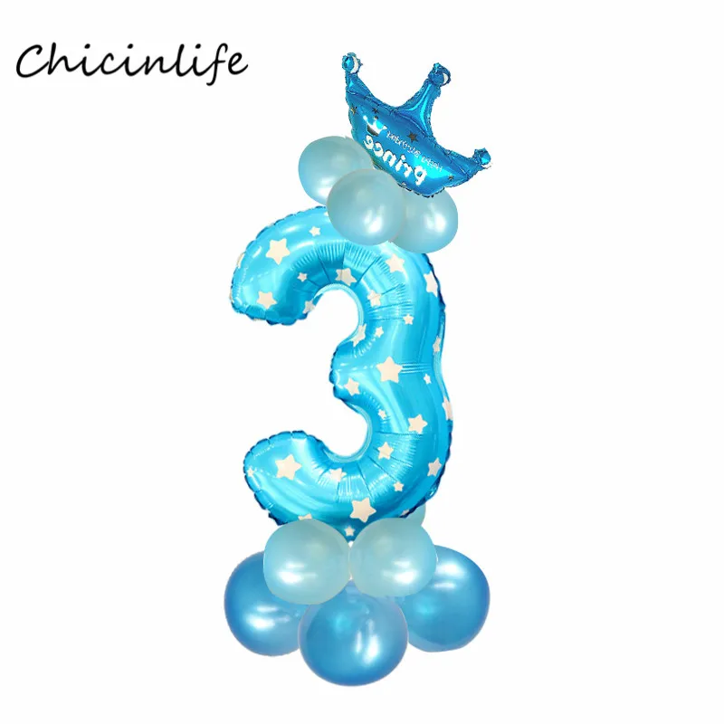 Chicinlife мальчик девочка 2 3 фольгированный шар с днем рождения воздушные шары 2 3 года День Рождения украшения Дети День Рождения Декор - Цвет: blue 3