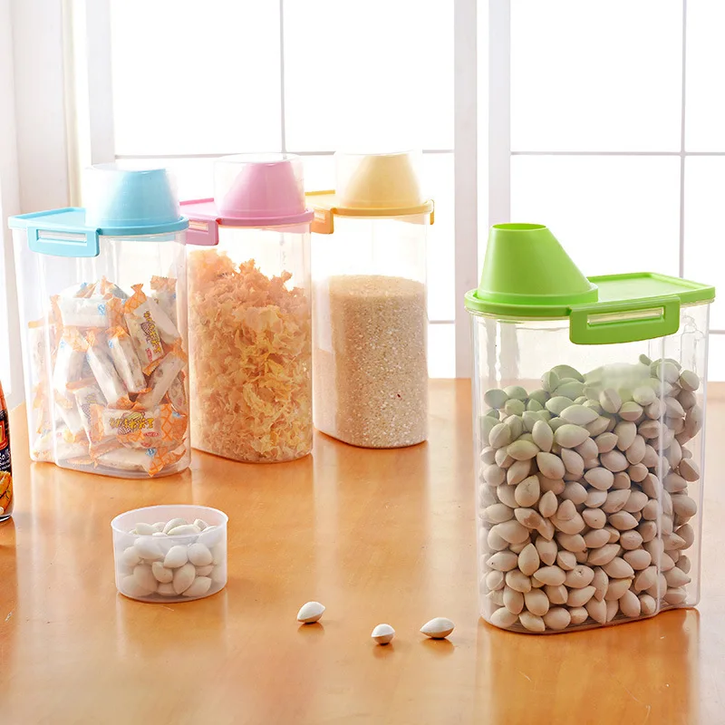 Пластиковая герметичная банка для хранения хлопьев большая кухонная коробка