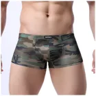 Боксеры мужские с заниженной талией, модное нижнее белье, камуфляжные мягкие шорты, пикантные трусы с принтом, боксеры